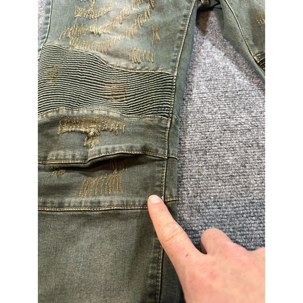Balmain Paris 34x31 Moto Biker Distressed Slim Designer Jeans Made In Italy